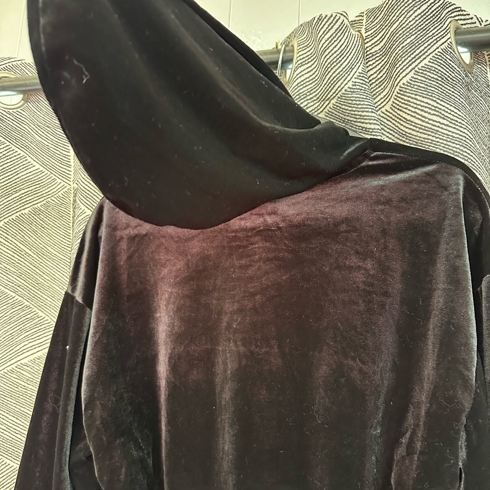 Wild Fable Cropped Sweater Womens M Black Hooded Open Front Long Sleeve <<263>> - Picture 7 of 8